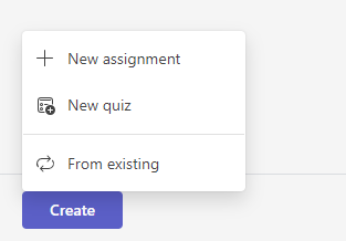 Screenshot that shows new assignment