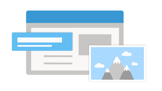 Illustration of a presentation, document, and image on a laptop.