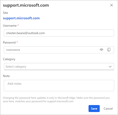Edit Password dialog box