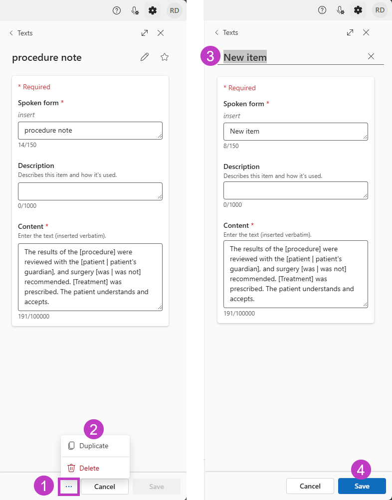Steps to duplicate Library items highlighted