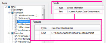 Report details for a data connections