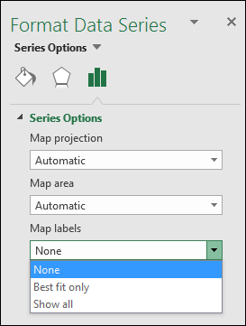 Excel Map chart Label options