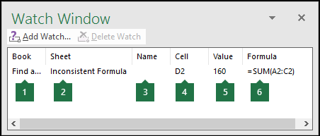 Watch Window enables to easily monitor formulas used in a worksheet