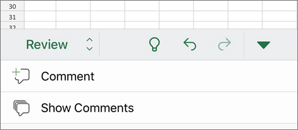 Comments submenu in iPhone