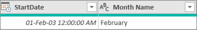 Screenshot that shows adding a column to get the month name of a date.