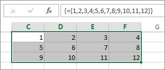 Screenshot that shows a two-dimensional array constant