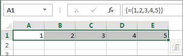 Screenshot that shows a one-dimensional horizontal array constant.