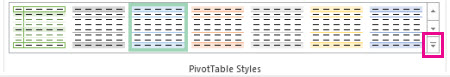 More button in the PivotTable Styles gallery