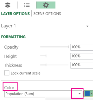 Data Series list box for the Color drop down