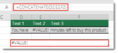 #VALUE! error in CONCATENATE