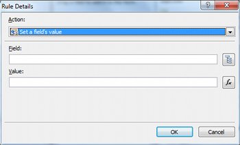 Rule Details dialog for setting a field value