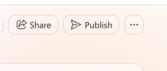 Screenshot that shows the Share and Publish buttons on a Brand Kit.