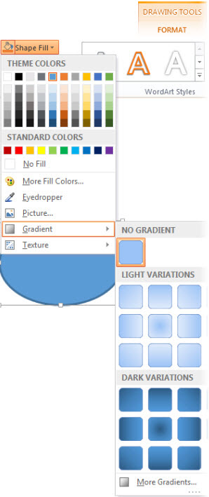 Shape Fill gradient gallery