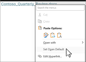 Press and hold or right click to access the Set Open Default menu.