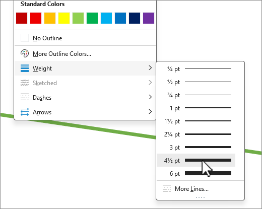 Screenshot of Shape Outline with Weight selected.