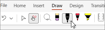 Screenshot of Draw tab with pens.