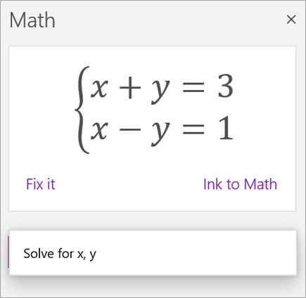 System of two equations written vertically with a brace