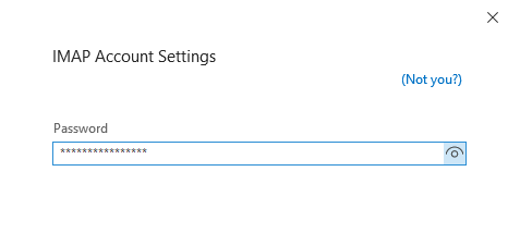 Account Setup dialog, password page.