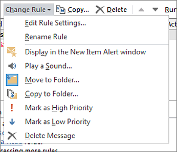 Change rule options.