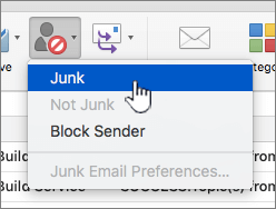 Mark message as junk menu item