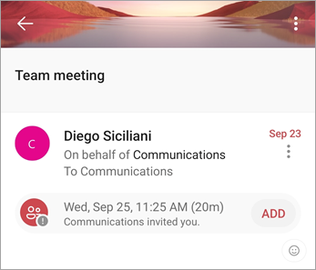 A group event in a group mailbox will contain and Add button to add the event to your personal calendar.