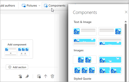 Component pane in Newsletters