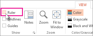 Ruler check box on the PowerPoint View tab
