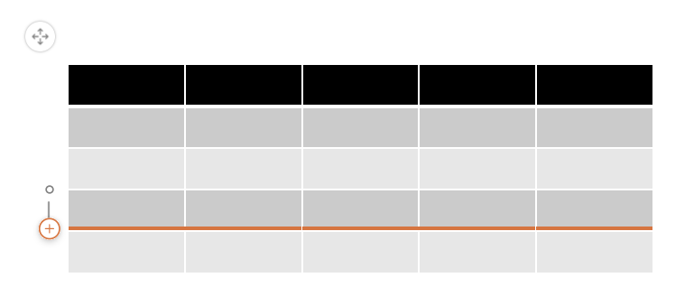 Plus button for inserting a table row by hovering