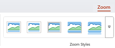 Zoom tab selected on the PowerPoint ribbon