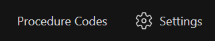 Image displaying Procedure Codes and Settings buttons