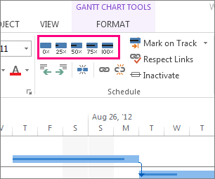 task complete bars on the format tab