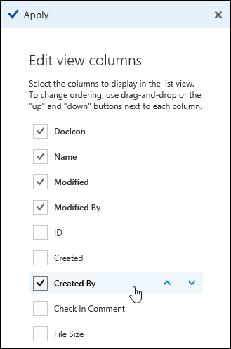 Arrange columns in a document library