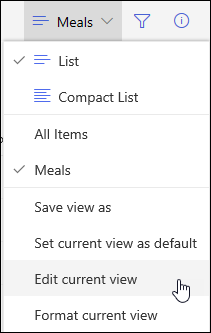 SharePoint Online Edit Current View Menu Option