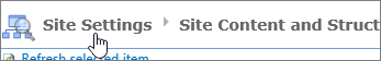 Breadcrumbs in the Question order dialog with the next level up highlighted.