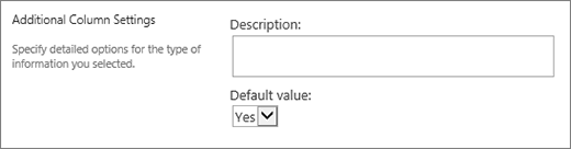 Choices for Yes/No column