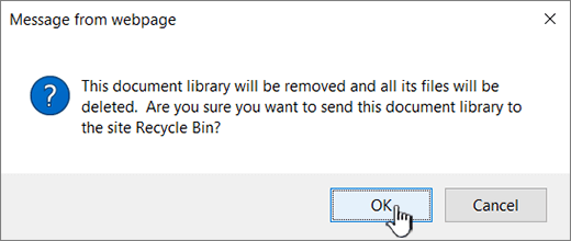 Confirmation dialog box when deleting a library