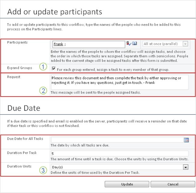 Change form for future tasks