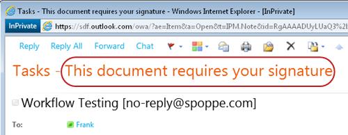 Identifying text in task notification