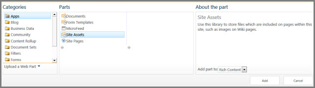 Web Part categories pane