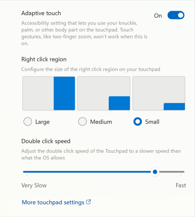 Show the UI for changing Adaptive Touch settings