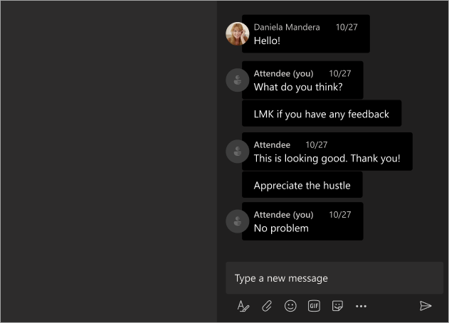 Attendee chat window with attendee names hidden