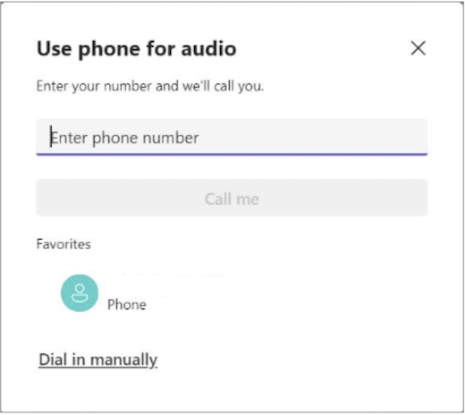 Use phone for audio dialog in Teams