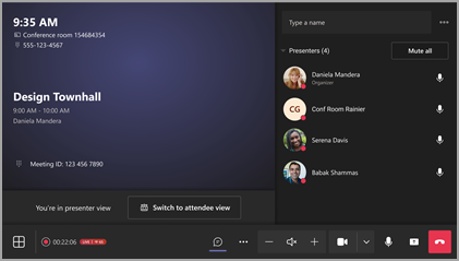 Screenshot showing presenter view on an MTR console.