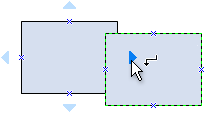 Screenshot of the pointer resting over one of the blue triangles, the triangle turns dark blue.