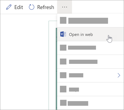 Select the ellipses (...) for more options and then select Open on the web.