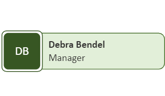 Screenshot showing the sample shape from the Rollout stencil for an organization chart.
