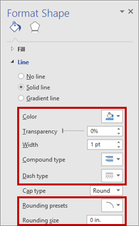 Settings for connector styles
