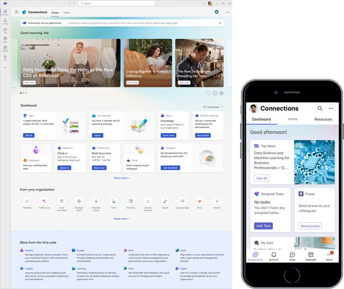 Screenshot comparing the desktop and mobile versions of Connections.