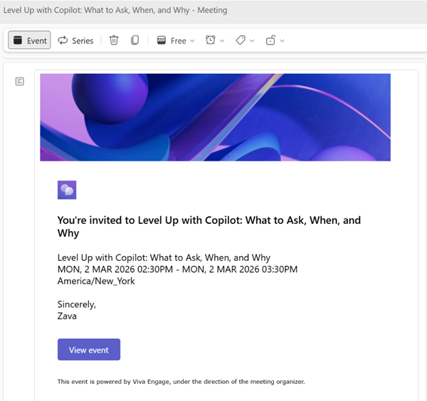 Change the information for this invite on the Engage event creation page.