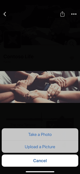 Screenshot that shows to upload a mobile photo to your community.